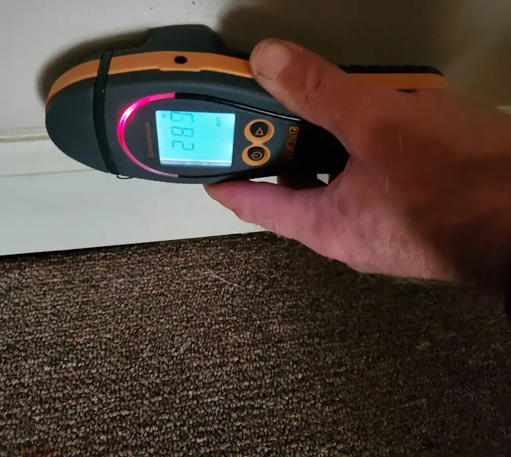 Moisture detection at baseboard during Mold Inspection & Testing in Atkinson